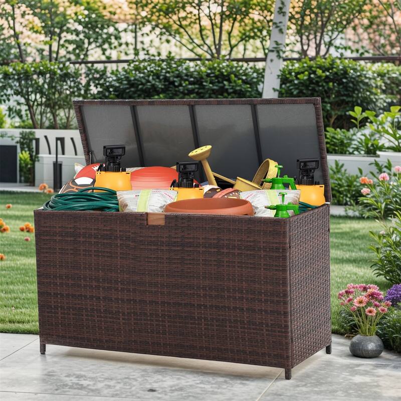 120 Gallon Waterproof Large Resin Deck Box Indoor Outdoor Lockable Storage Container for Patio Furniture, Toys and Garden Tools