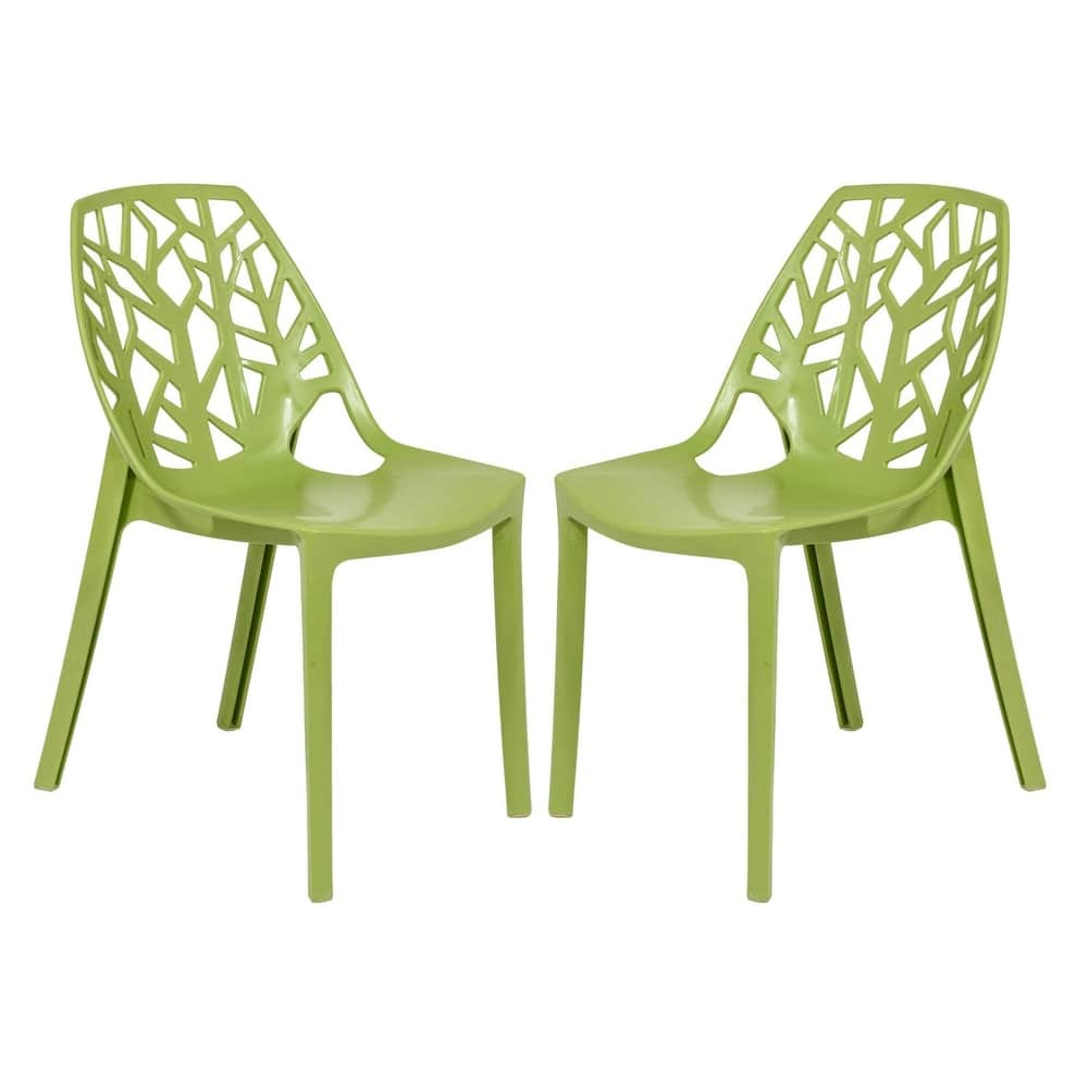 Stackable Dining Chair in Polypropylene (Set of 2) Modern Cut-out Design Backrest Accent Side Chair
