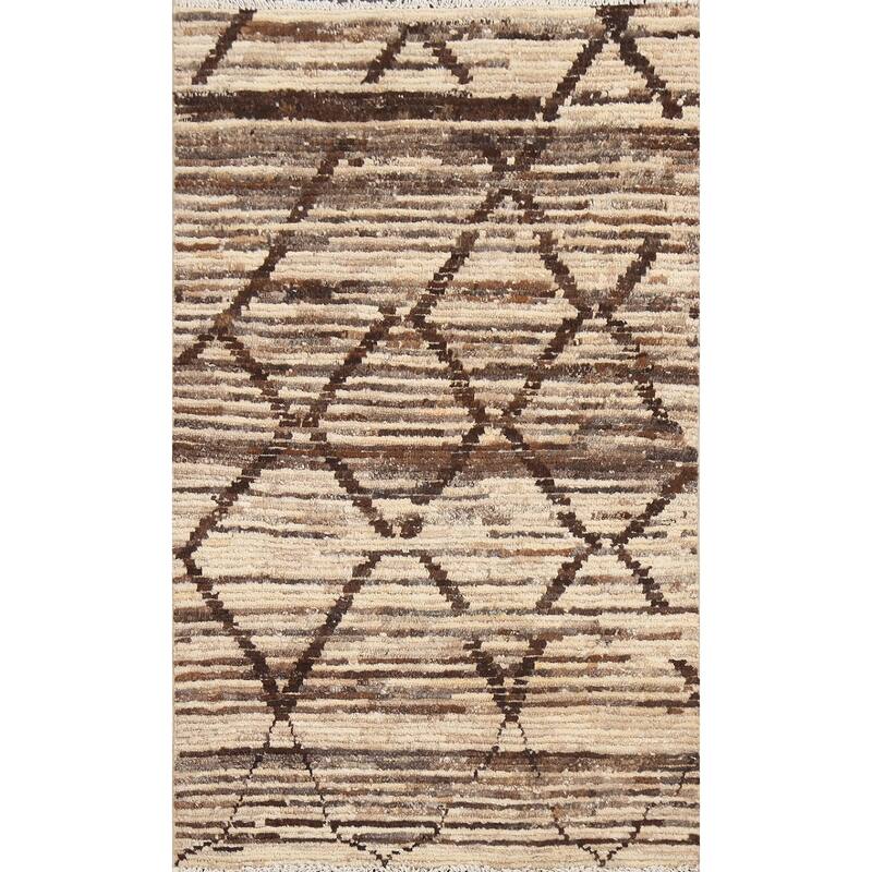 Contemporary Oriental Wool Gabbeh Kashkoli Area Rug Handmade Carpet - 3'2" x 4'11"