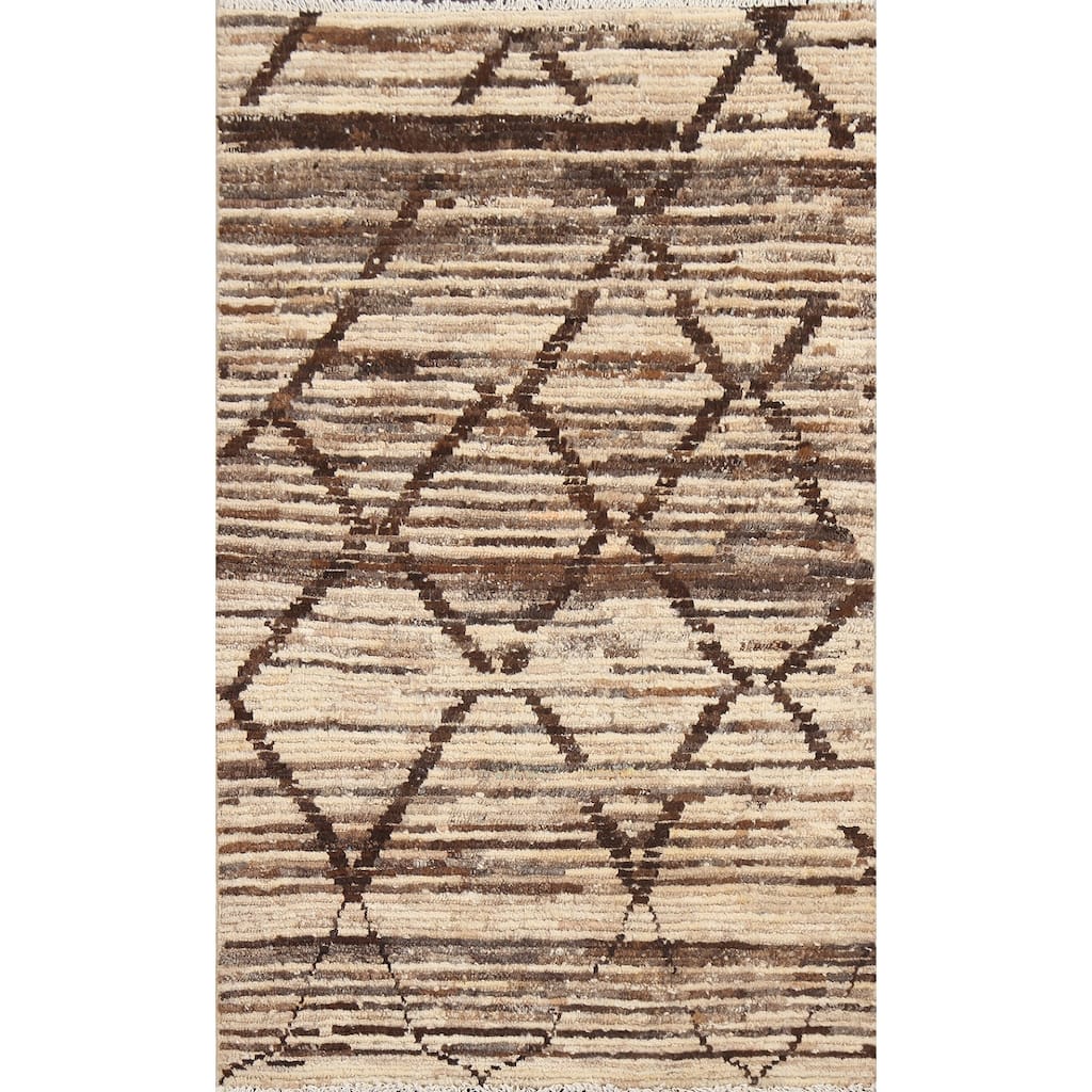 Contemporary Oriental Wool Gabbeh Kashkoli Area Rug Handmade Carpet - 3'2" x 4'11"