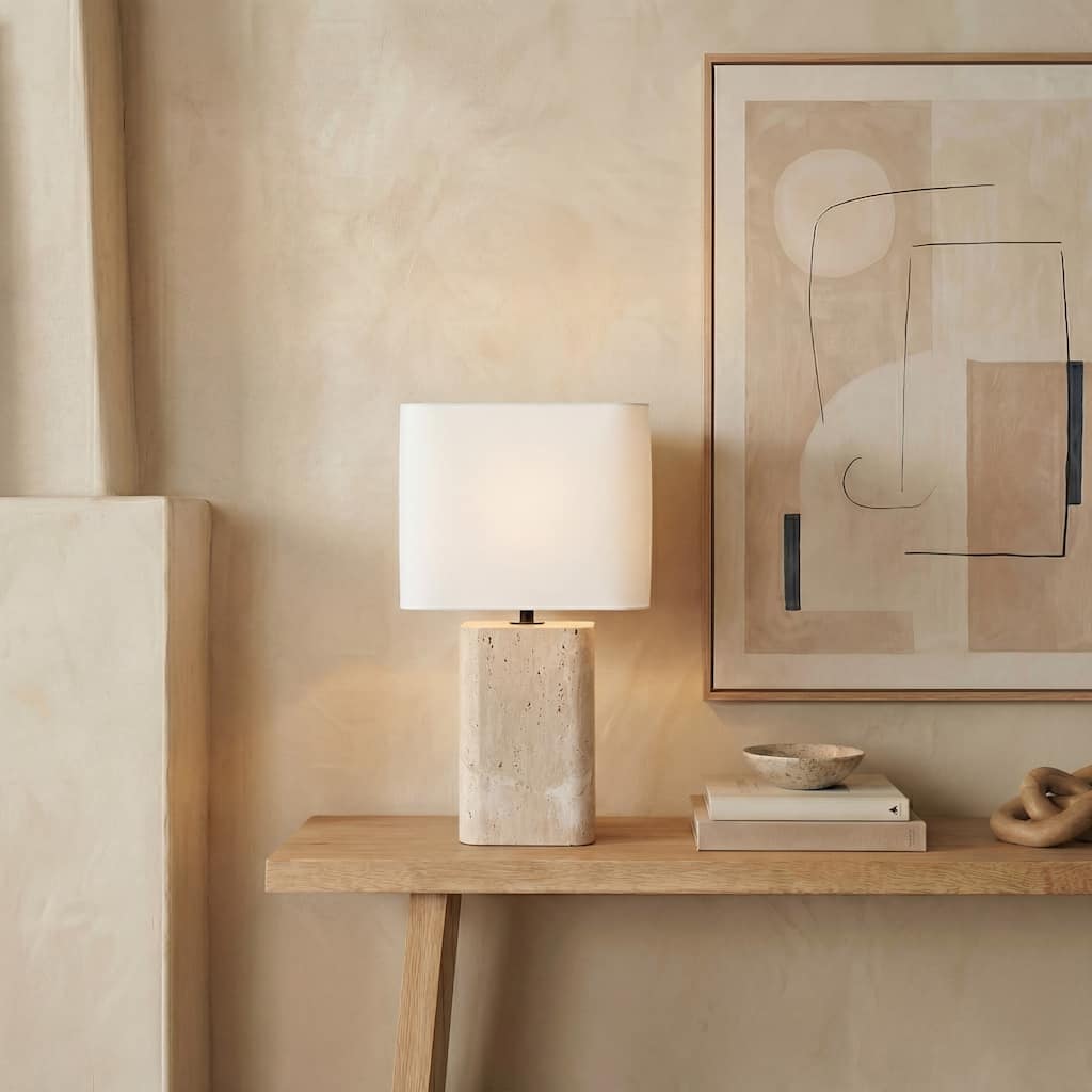 SAFAVIEH Couture Lisabryna Travertine Table Lamp - 12"W x 10"D x 22"H