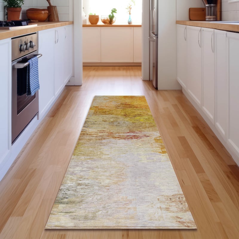 Premium Washable Super Soft Watercolor Mayfield Rug - Paprika - 2' 3" x 7' 6"