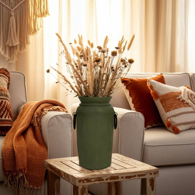 Pottery Decorative Vase with Side Handles Boho-Inspired Silhouette