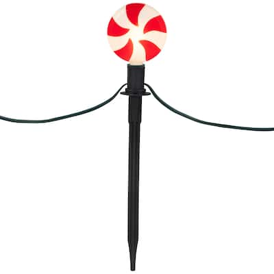Set of 4 Lighted Peppermint Twist Candy LED Christmas Pathway Markers 14.5"