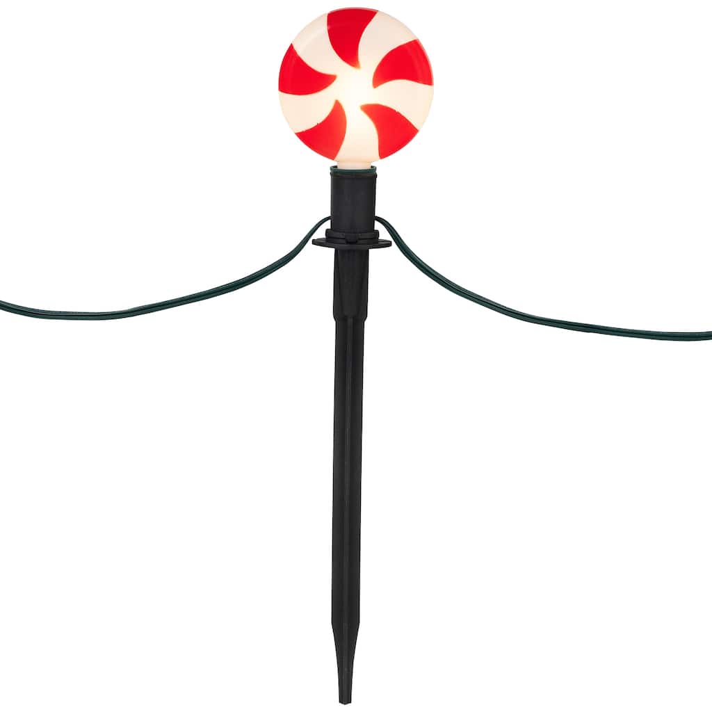Set of 4 Lighted Peppermint Twist Candy LED Christmas Pathway Markers 14.5"