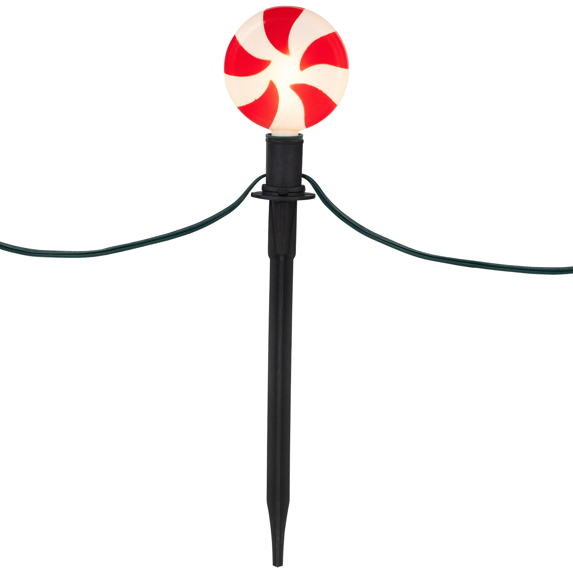 Set of 4 Lighted Peppermint Twist Candy LED Christmas Pathway Markers 14.5"