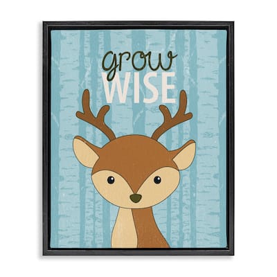 Stupell Grow Wise with Deer Framed Floater Canvas Wall Art Design By Kim Allen