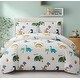 preview thumbnail 2 of 3, Kids Boys Printed 600 Thread Count Cotton Blend Percale Duvet Cover Fitted Sheet Ensemble Bedding Set, Dinosaur Zoo Dino