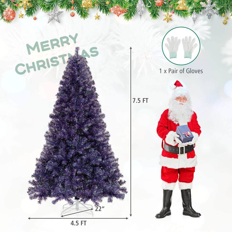 Costway 6.5 FT/7.5 FT Artificial Xmas Tree with 250/550 White LED - See Details