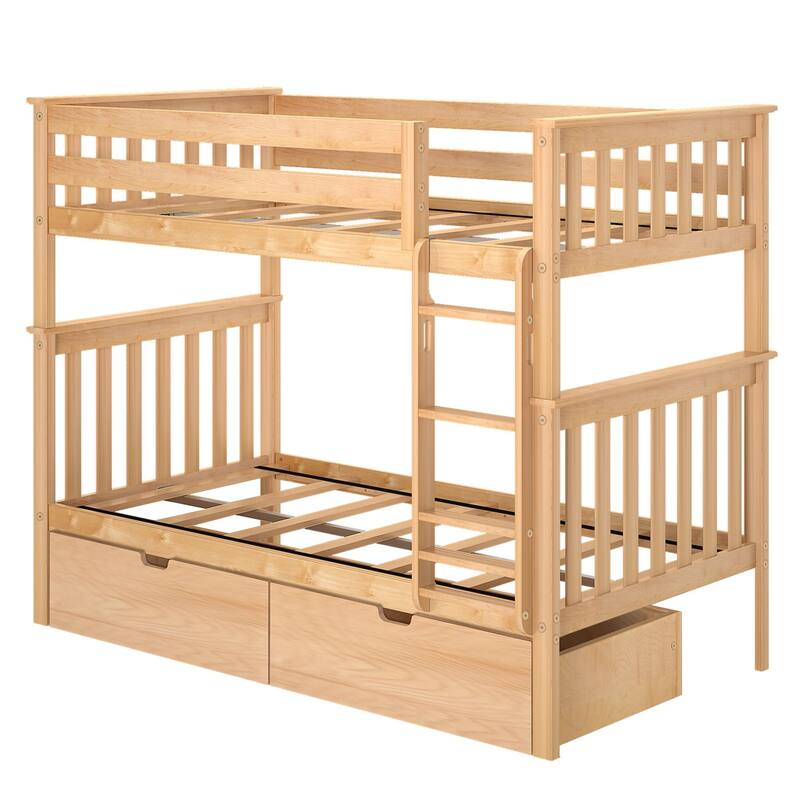 Max and Lily Twin Bunk Bed with Storage Drawers