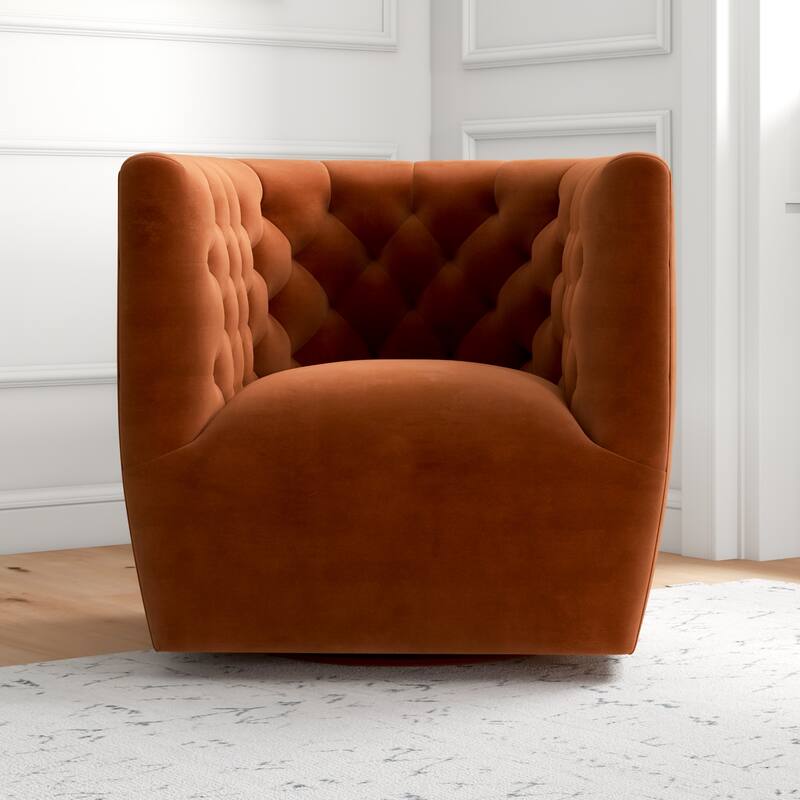 Luxor Mid-Century Modern Furniture Comfy Velvet Swivel Accent Chair