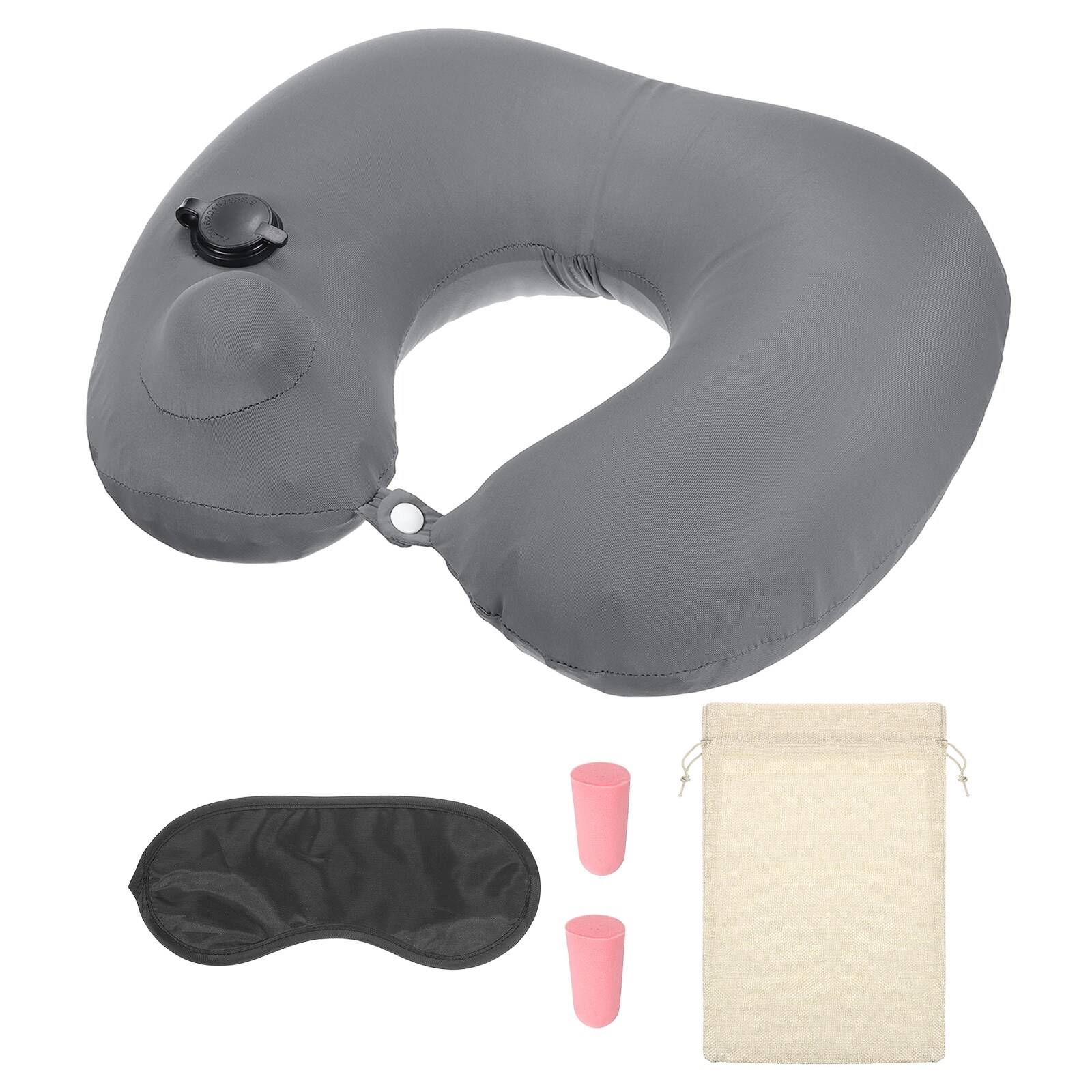 Inflatable Silk Neck Pillow for Travel with Earplugs Eye  display picture 1