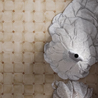 Merola Tile Laverton Octagon Beige with Taco Natural 7-7/8" x 7-7/8" Porcelain Floor and Wall Tile