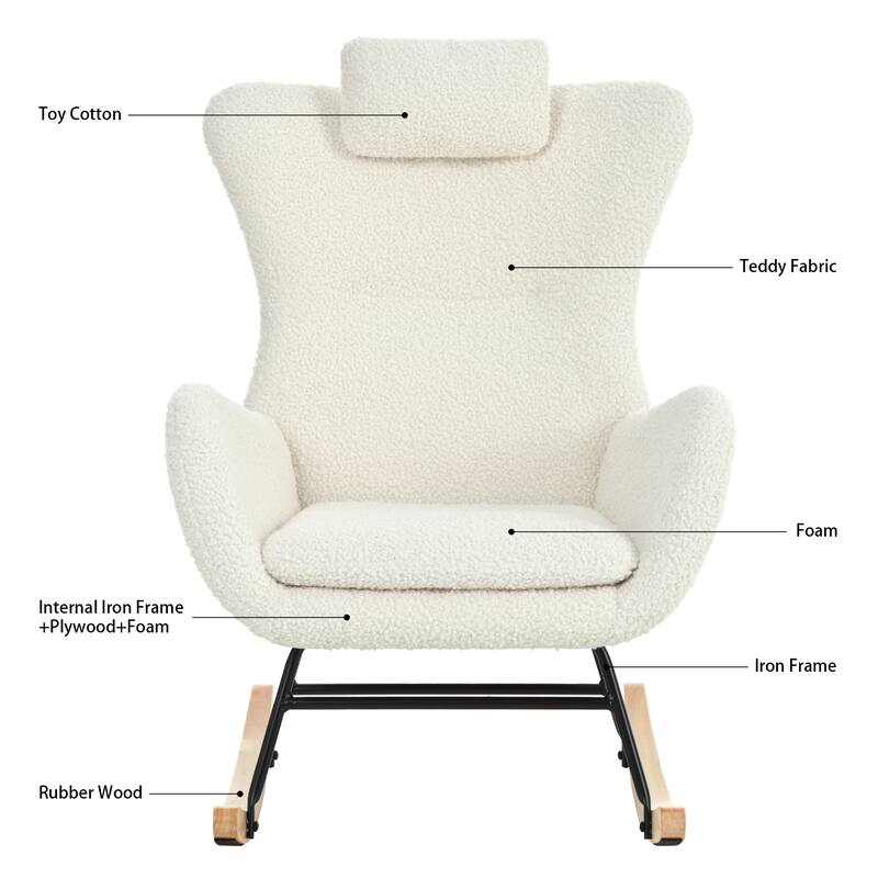 26.38" High Back Rocking Chair with Pocket