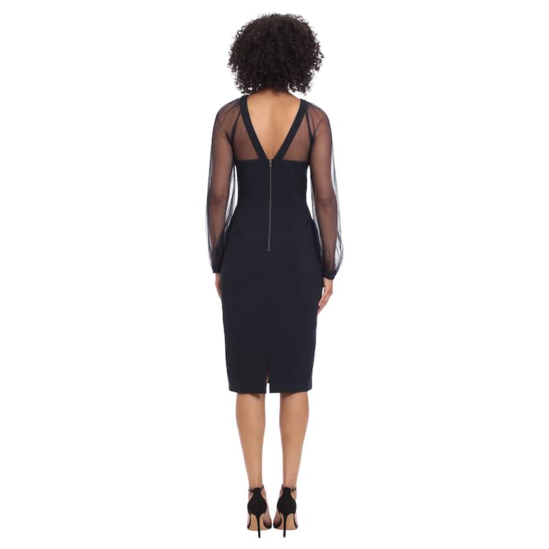 Maggy London Illusion Sleeve Midi Dress