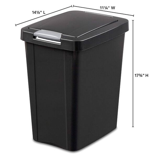 Sterilite 7.5 Gallon TouchTop Wastebasket with Titanium Latch, Black (8 Pack) Bed Bath