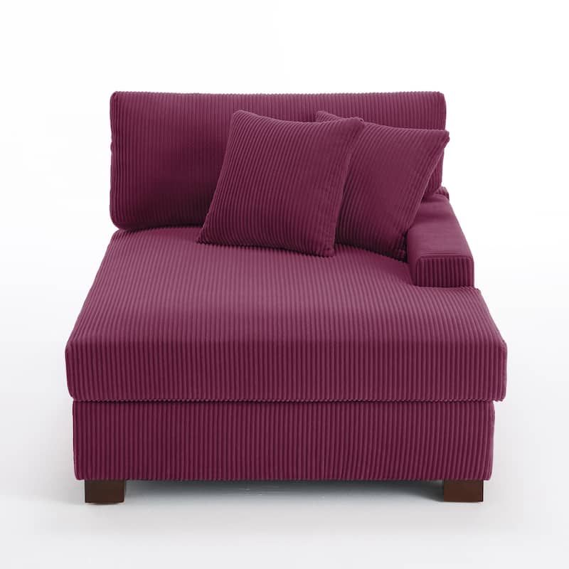 Corduroy Chaise Lounge Chair Upholstered Indoor Lounger Sofa