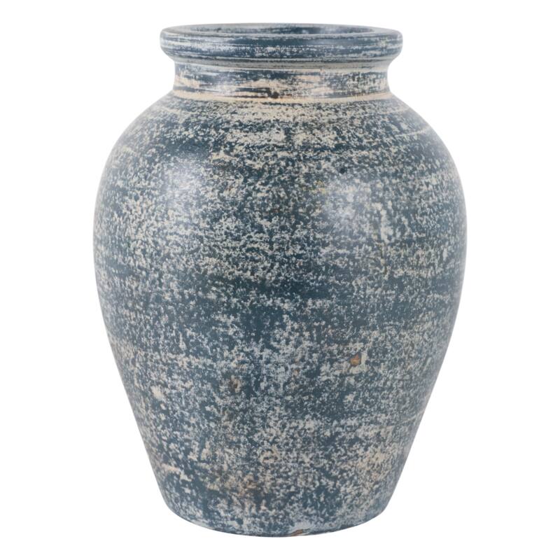 Handcrafted Terracotta Pottery Vase with Amphora Shape and Handles