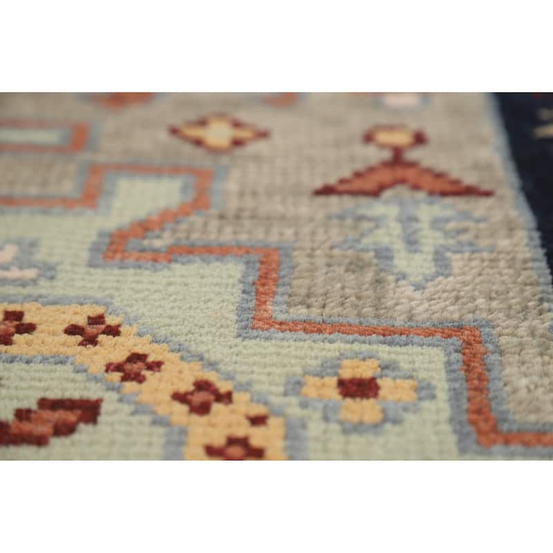 Hand Knotted Oriental 100% Wool Carpet Traditional Tribal Navy Blue & Blues Heriz (serapi) Area Rug - 9' 10'' X 8' 0''