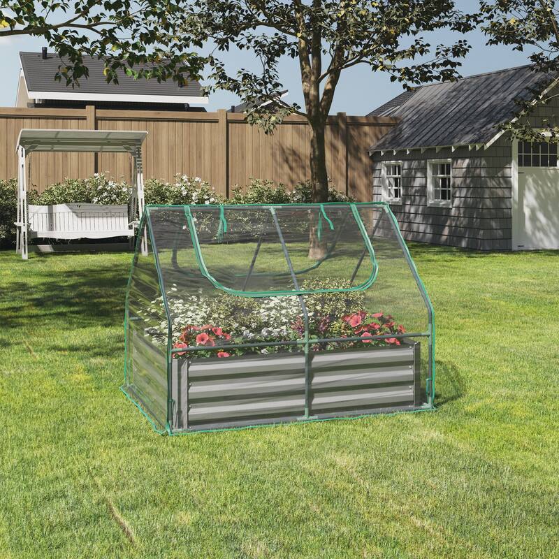 Raised Garden Bed with Removable Green House - 4ft x 3ft by Home-Complete - Portable