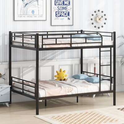 Various Sizes Metal Bunk Beds Frame with Ladder and High Guardrail, Heavy Duty Metal Bunk Beds🛍️🛒