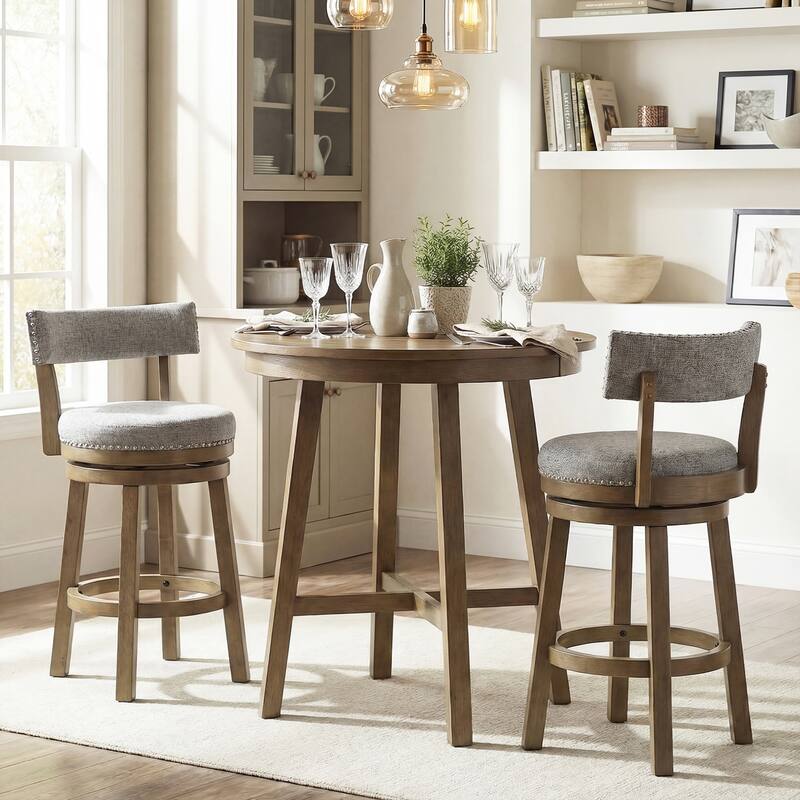 Gymax Swivel Counter Height Bar Stool Upholstered Barstool w/ Padded