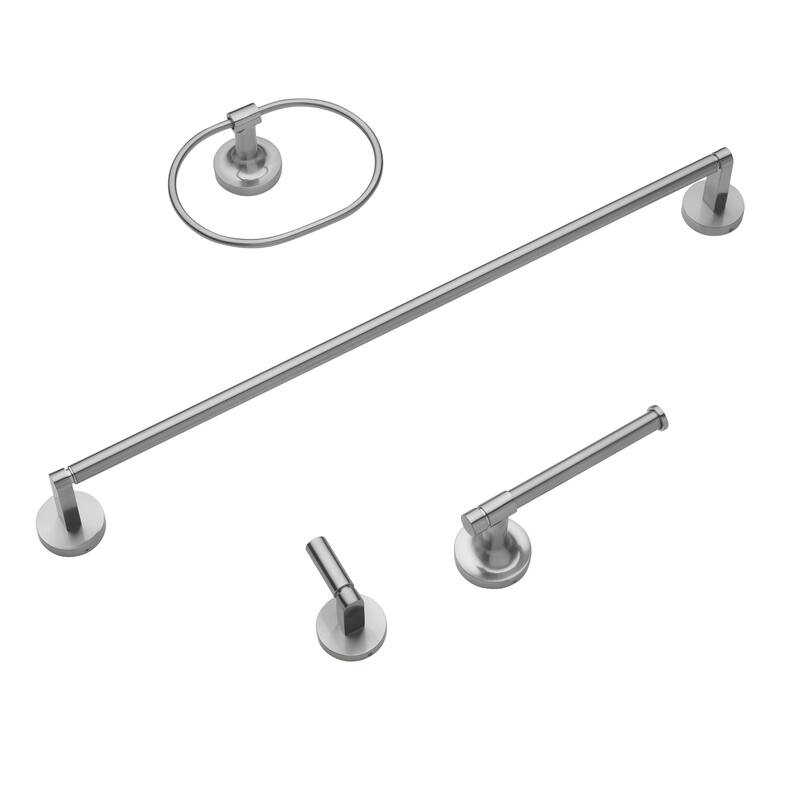 GlideRite 4-Piece Bathroom Hardware Set - 9024-KIT-RD - Pack of 1 - Satin Nickel/Nickel Finish
