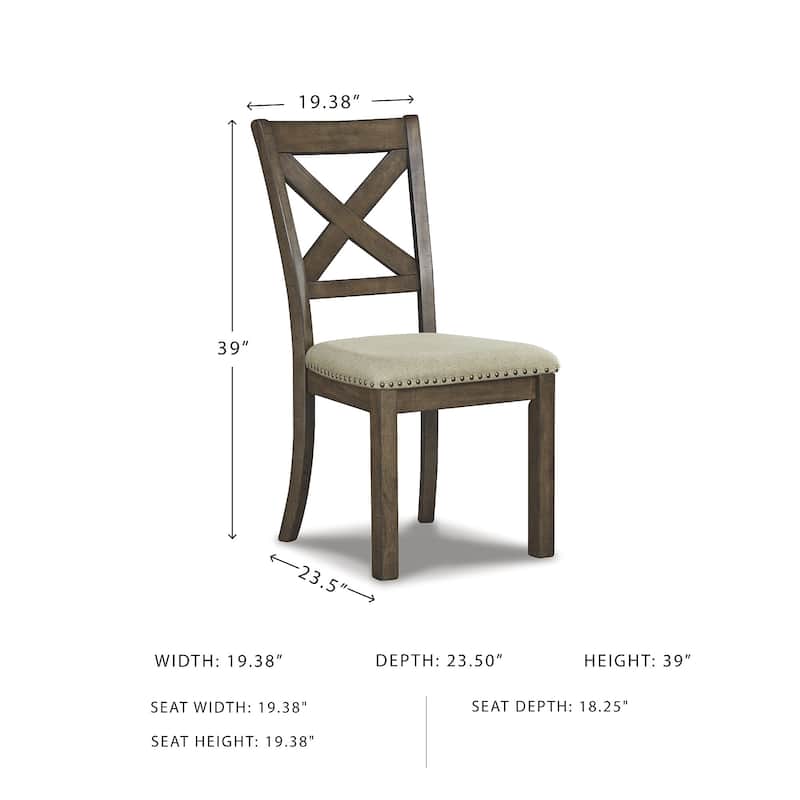 Moriville Beige Upholstered Nutmeg Finish Dining Side Chairs (Set of 2)