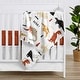 preview thumbnail 2 of 3, Mod Dino Boy Girl Baby Receiving Security Swaddle Blanket - Orange Rust Taupe Mustard Yellow Beige Brown Black Modern Dinosaur
