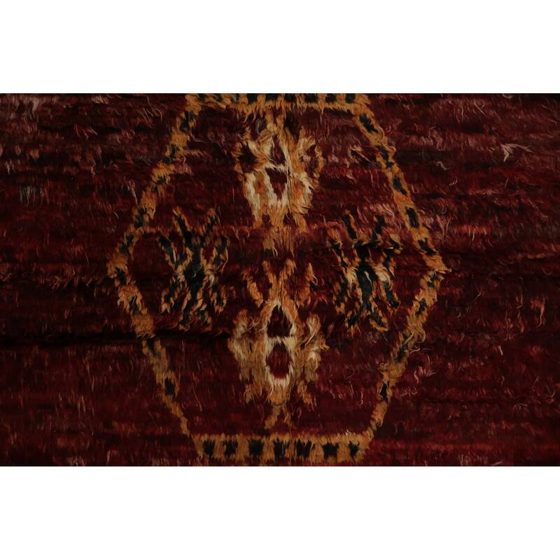 Hand Knotted Oriental 100% Wool Carpet Modern Tribal Red Moroccan Area Rug - 10' 2'' X 8' 2''