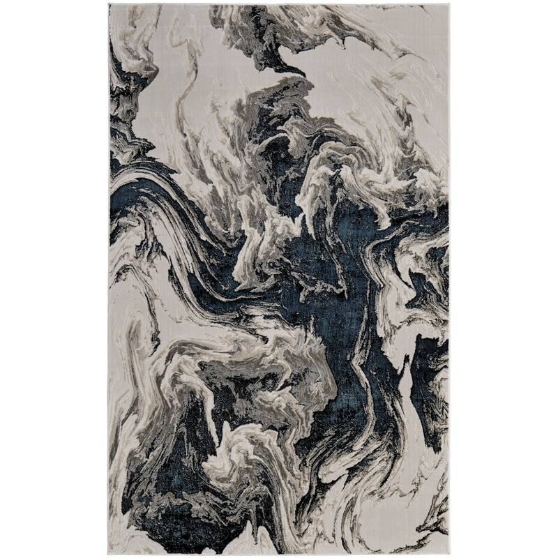 Orin R39LP Abstract Modern Area Rug - 10' x 13'-2" - Ivory Black