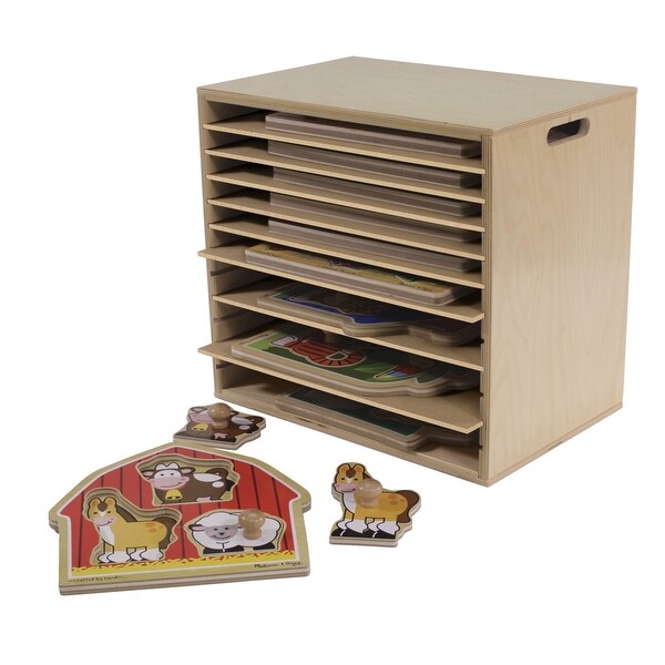 wooden puzzle storage box