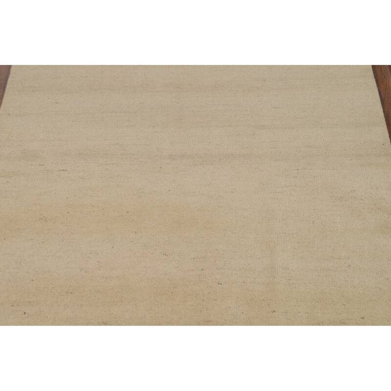 Solid Gabbeh Modern Accent Rug Hand-Knotted Wool Carpet - 4'1"x 5'8"