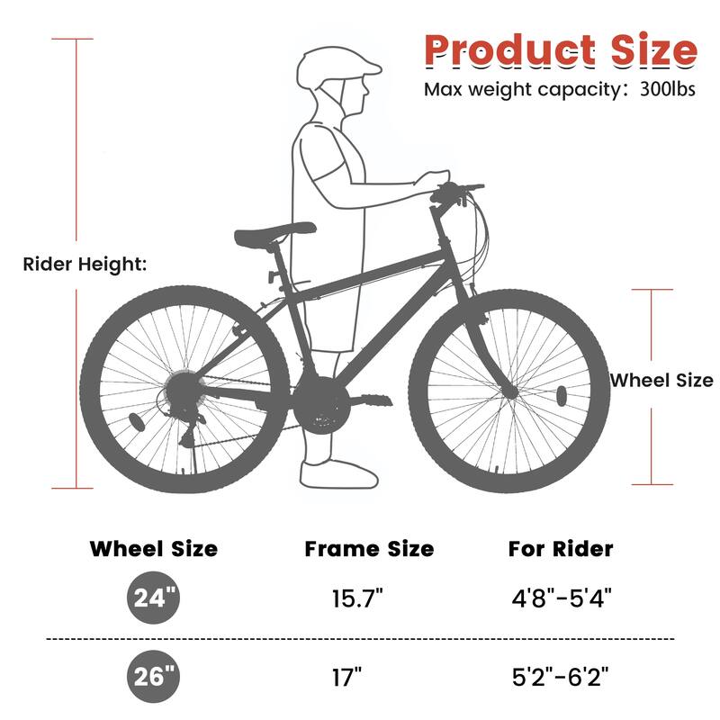 Unisex Mountain Bike - Carbon Steel Frame, Multiple Speeds, Dual V-Brake - 21