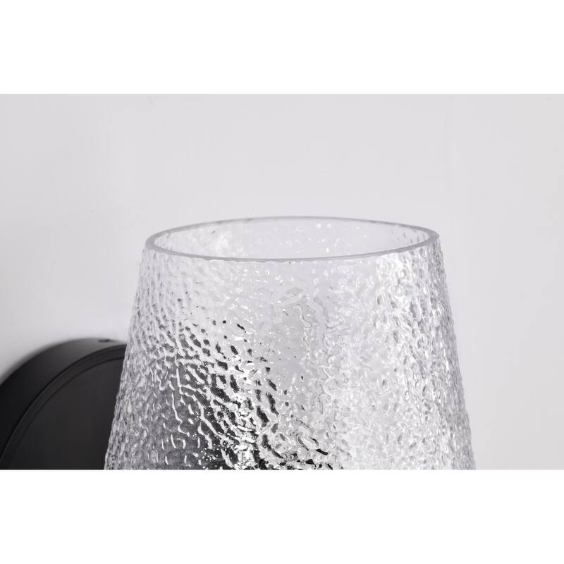 Valentine 1 Light Vanity Black Finish Hammered Glass