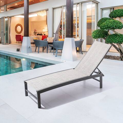 Outdoor All Weather Curved Design Adjustable Chaise Lounge Chair for Patio, Beach, Yard, Pool - 76.38" L * 23.62" W * 13" H