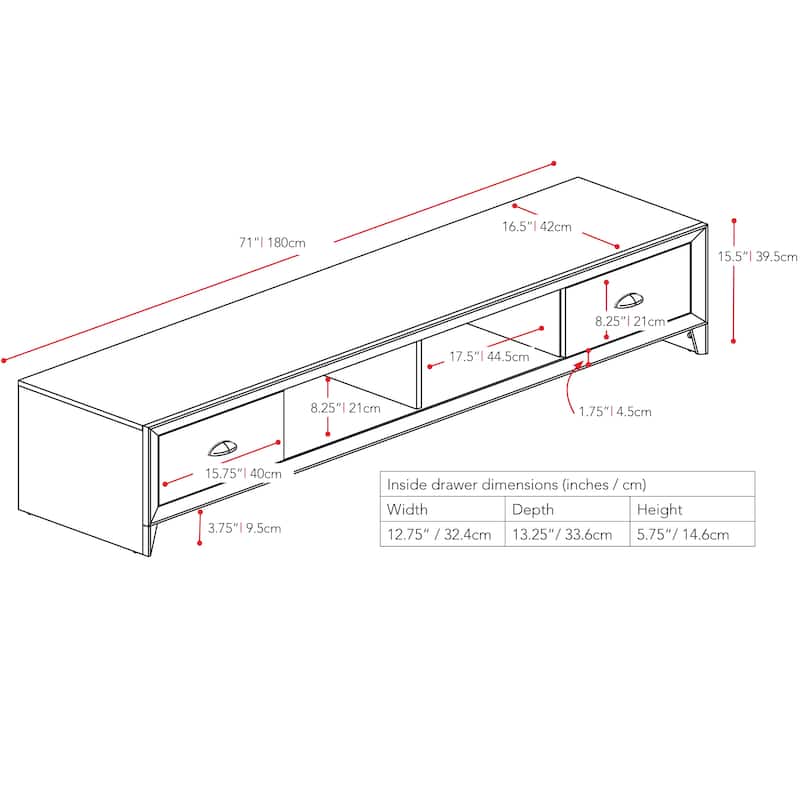 Lakewood Extra Wide Low Profile TV Stand, for TVs up to 85"