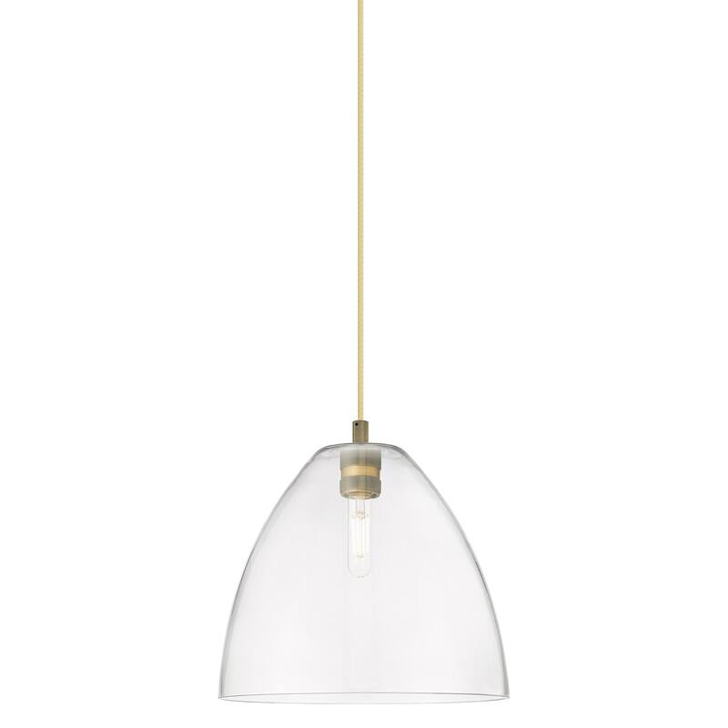 Innovations Lighting 434-1P-11-12 Crown Point Pendant Dome Crown Point - Brushed Brass / Clear