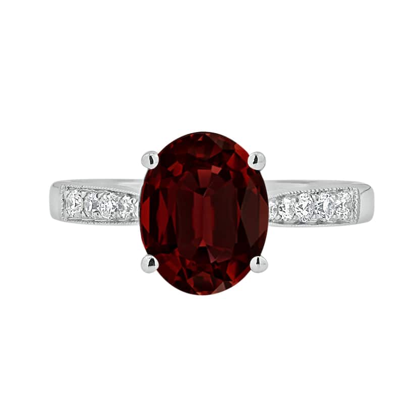 Auriya 3 1/3ct Fancy Oval Garnet and Diamond Engagement Ring 1/4ctw 14k Gold