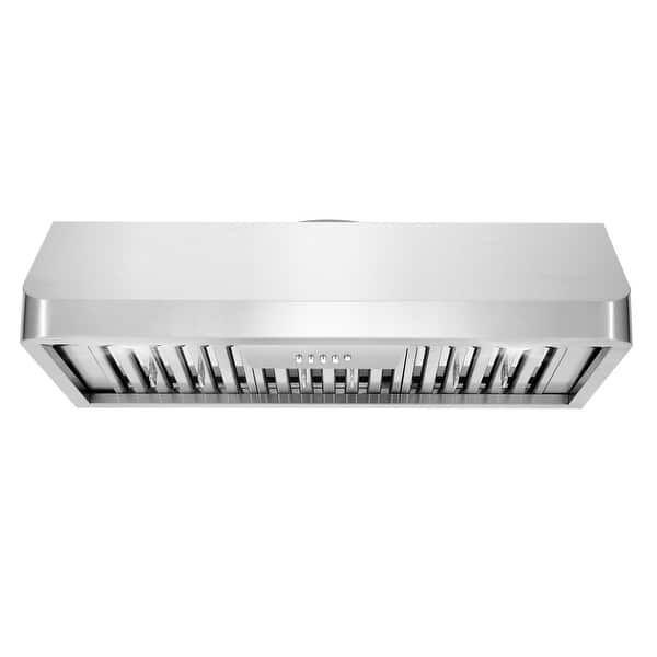 slide 2 of 12, Cosmo 36 in. Ducted Under Cabinet Range Hood in Stainless Steel with Push Button Controls, LED Lighting and Permanent Filters