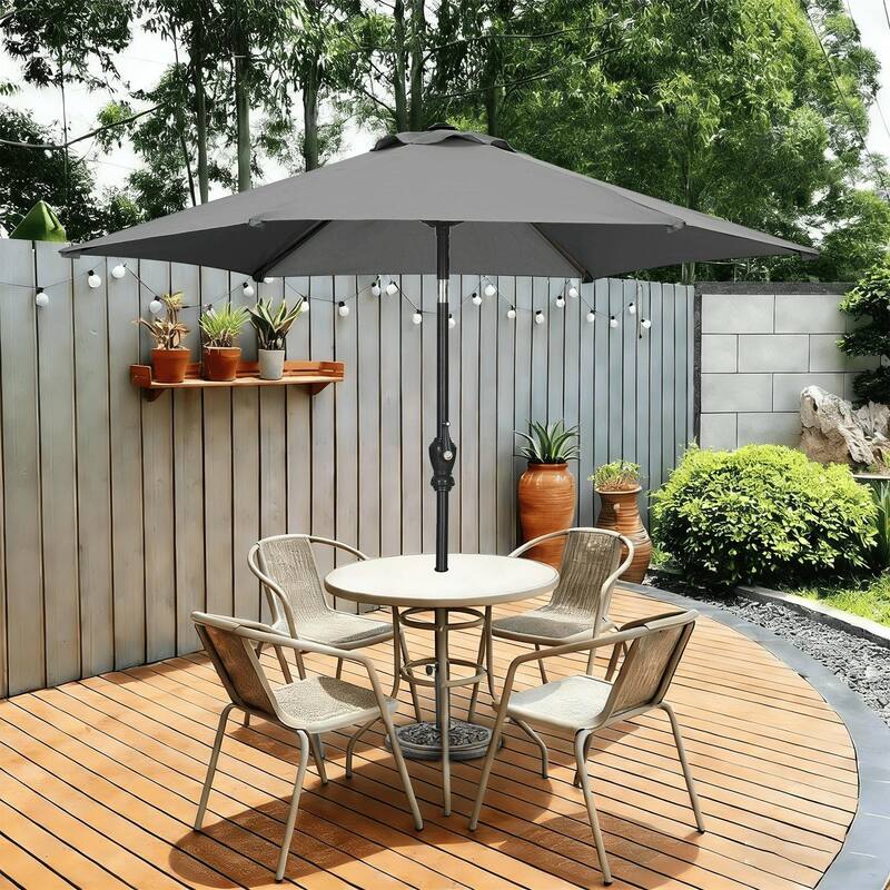 Autlaycil 7.5ft Outdoor Patio Umbrella with Tilt & Crank Base included - Grey