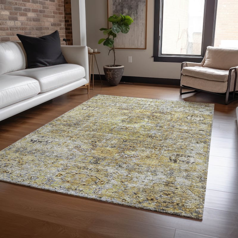 Machine Washable Indoor/ Outdoor Vintage Traditional Chantille Rug - Aloe - 9' x 12'