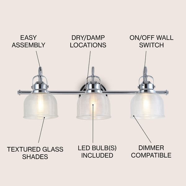 dimension image slide 4 of 12, Shirley Metal/Glass LED Vanity Light, by JONATHAN Y