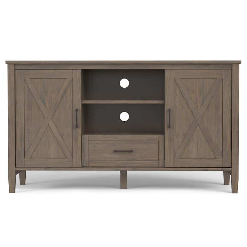 WYNDENHALL Cantina SOLID WOOD 53 inch Wide Transitional TV Media Stand in Smoky Brown For TVs up to 60 inches