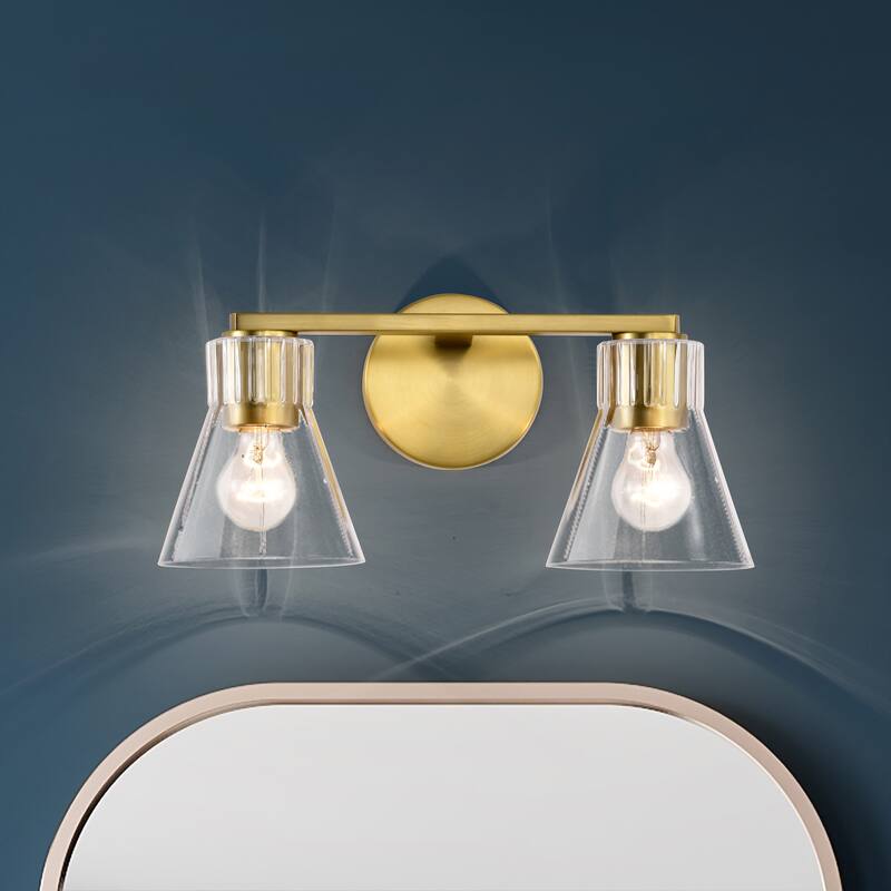 Gianna 2 Light Vanity Vintage Brass Finish Clear Glass - Vintage Brass