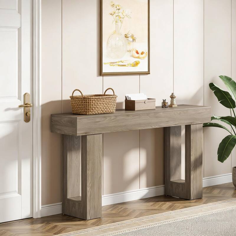 Wooden Entryway Country-Style Sofa Console Table - Grey