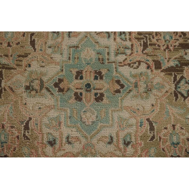 Hand Knotted Oriental 100% Wool Carpet Traditional Floral Peach Kashan Area Rug - 12' 5'' X 9' 5''
