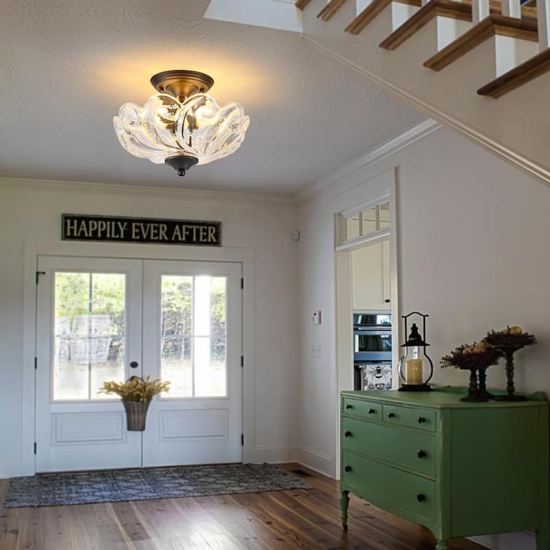 3-light ceiling light black bedroom light glass entryway light