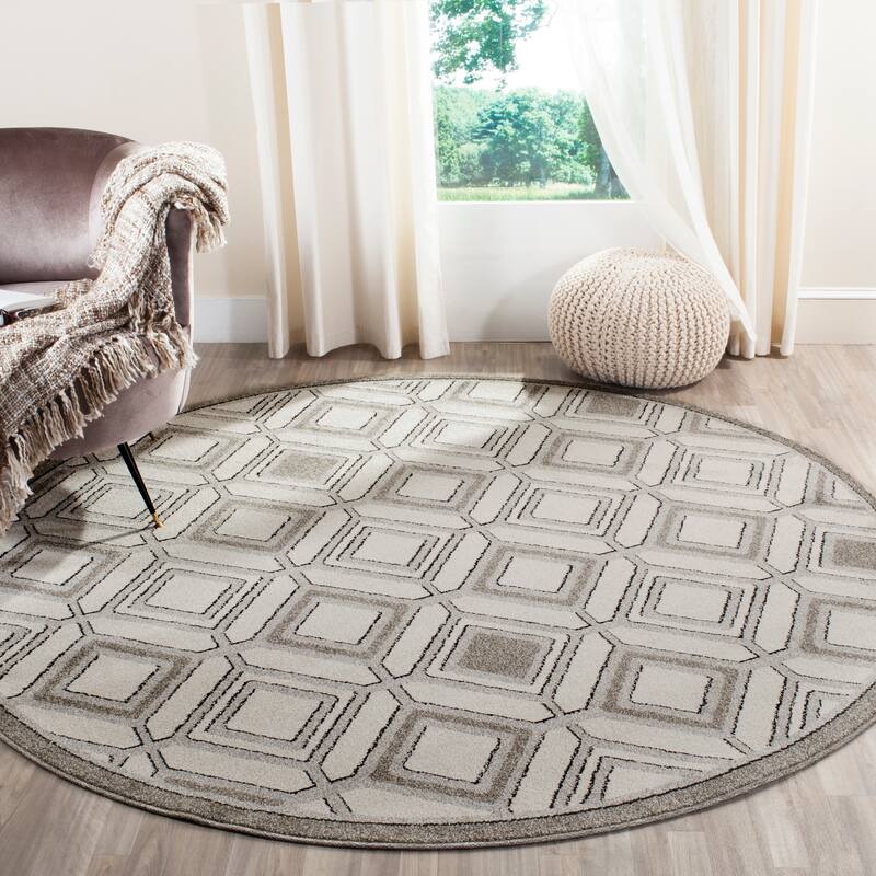 SAFAVIEH Amherst Seiran Modern Rug - 7' Round - Ivory/Light Grey