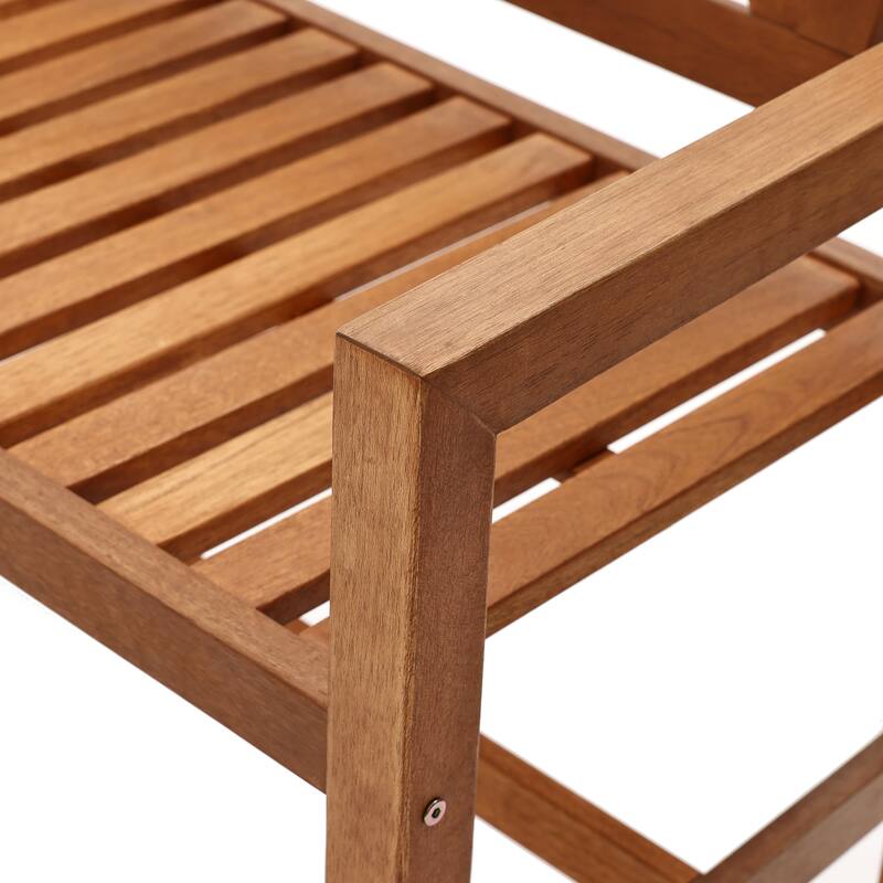 4Ft Solid Wood Outdoor Loveseat Park Bench, Porch Deck Garden Wooden Furniture